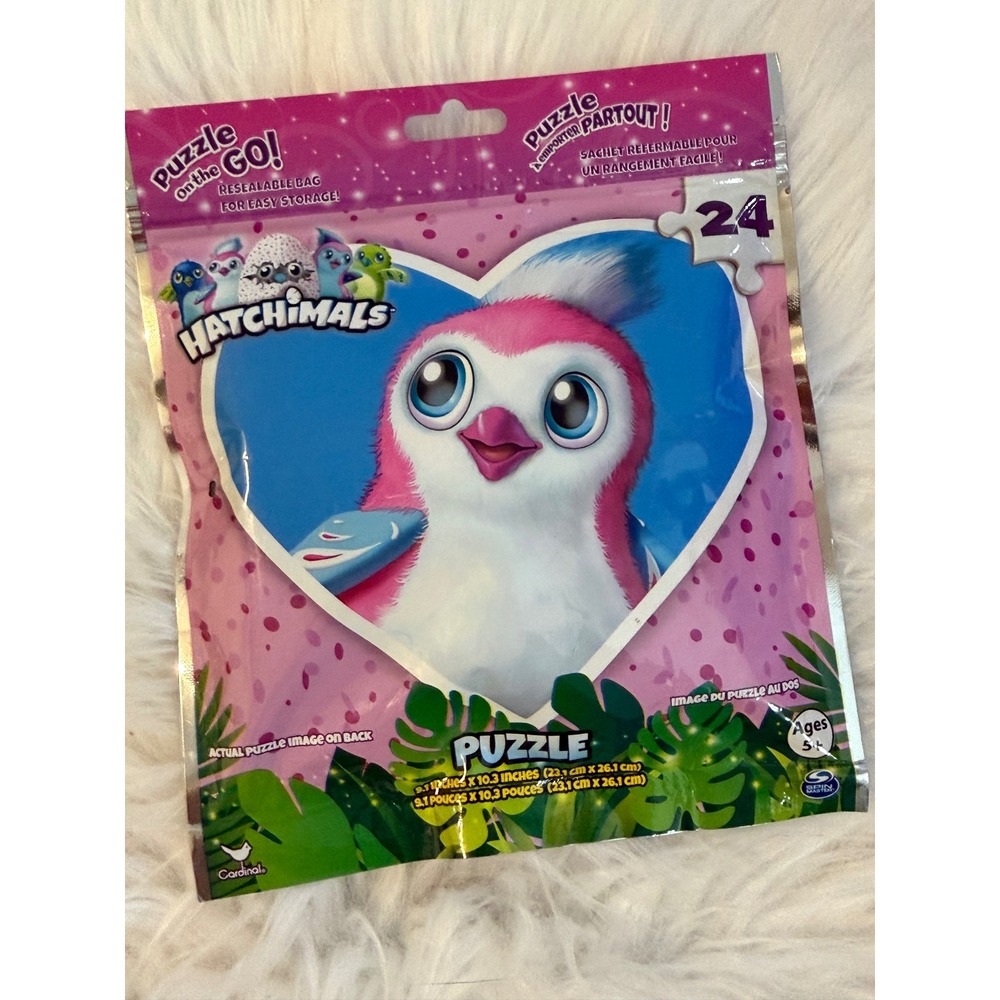 Hatchimals Puzzle on the GO 24 Piece Jigsaw Resealable Bag Pink Blue Spin Master